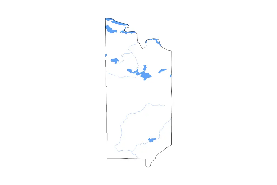 Mapa de St. Louis, Minnesota de tipo contorno, lagos y ríos para América del Norte, con contorno, lagos y ríos con elementos de agua como Nett Lake, Burntside Lake y Namakan Lake.