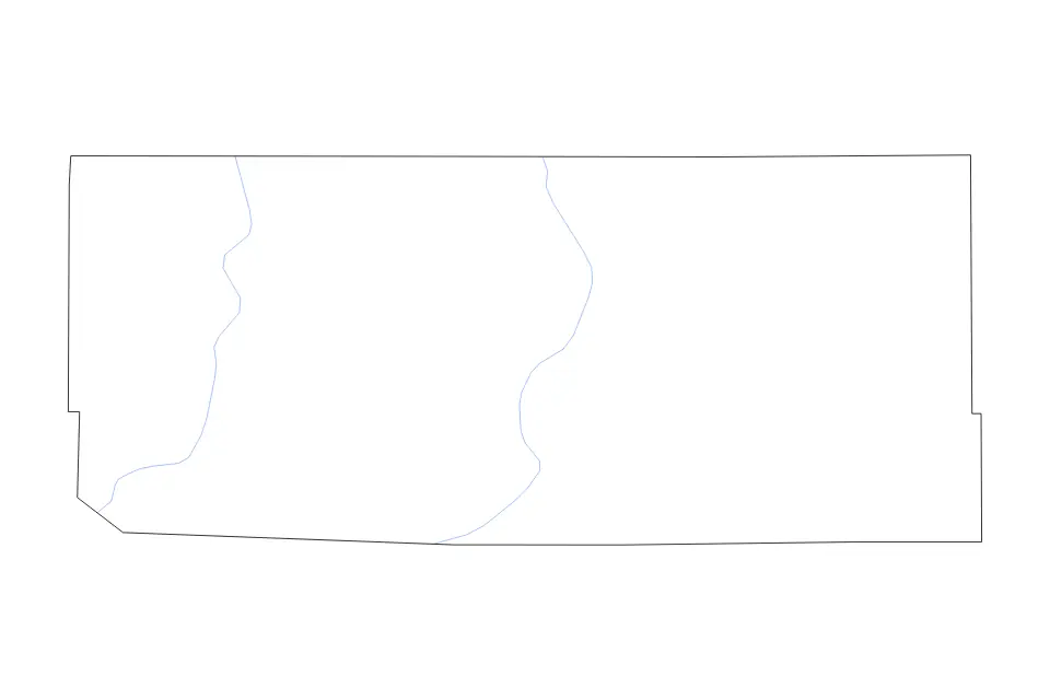 Outline map of Swift County, Minnesota with subdivision borders and rivers.