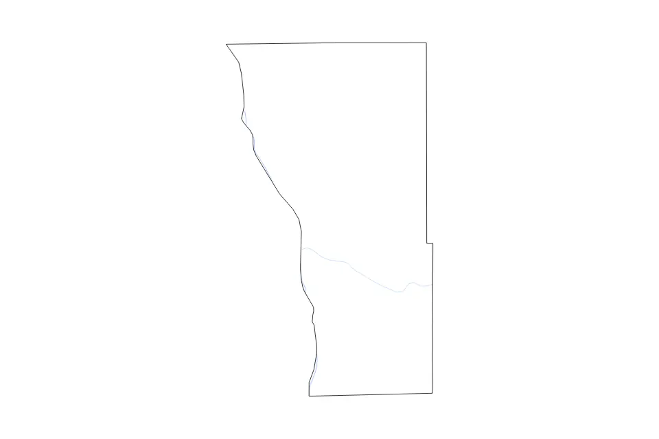 Outline map of Wilkin County, Minnesota with subdivision borders and rivers.