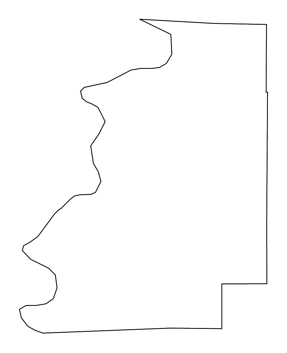 Mapa de contorno de Bolivar, Mississippi con ríos.