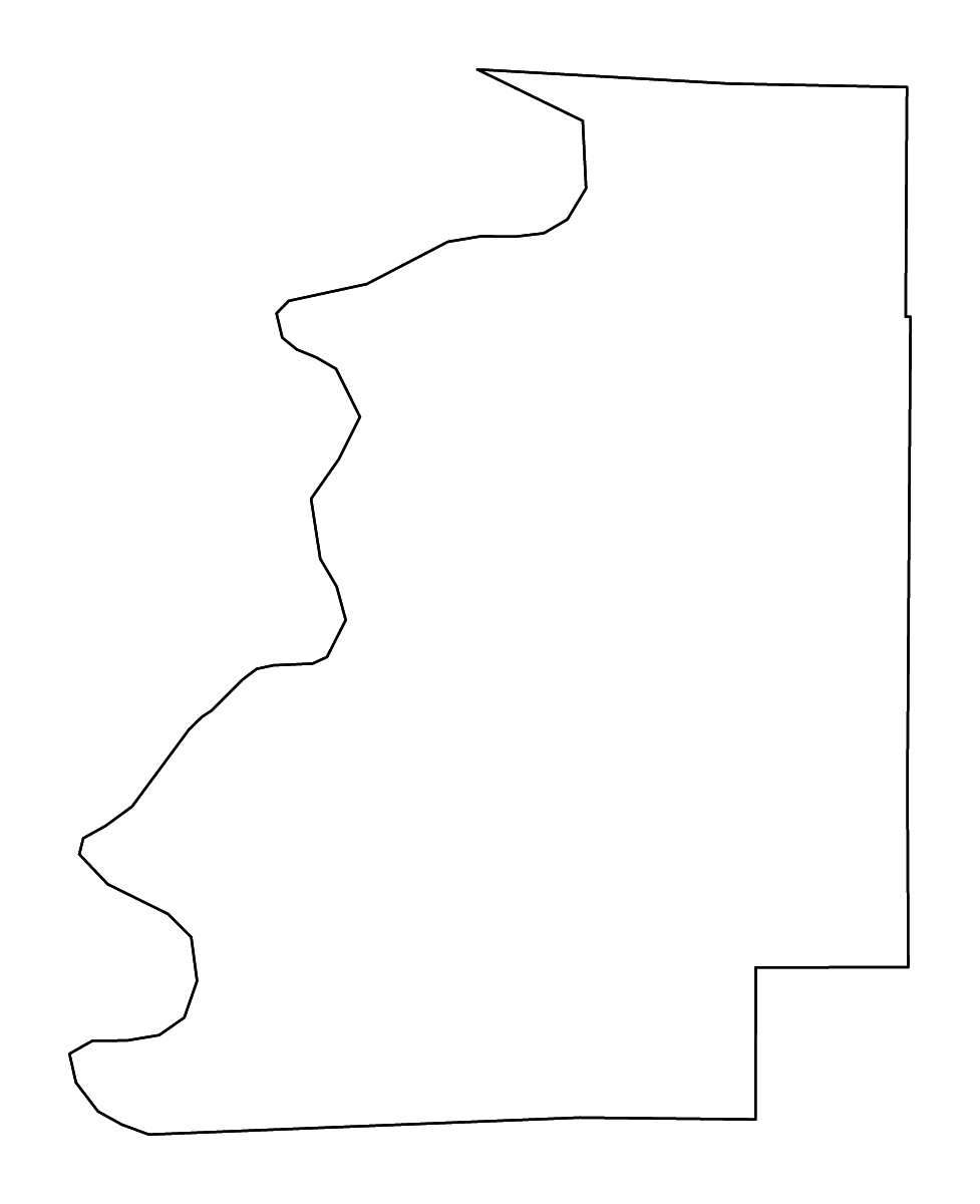 Mapa de contorno de Bolivar, Mississippi con ríos.