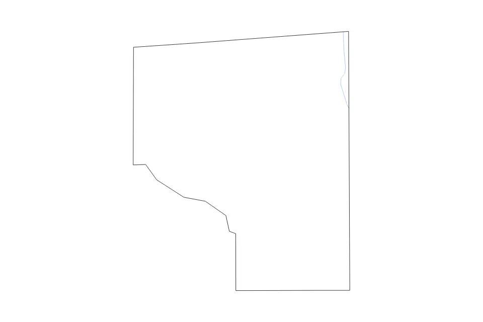 Outline map of Covington County, Mississippi with subdivision borders and rivers.