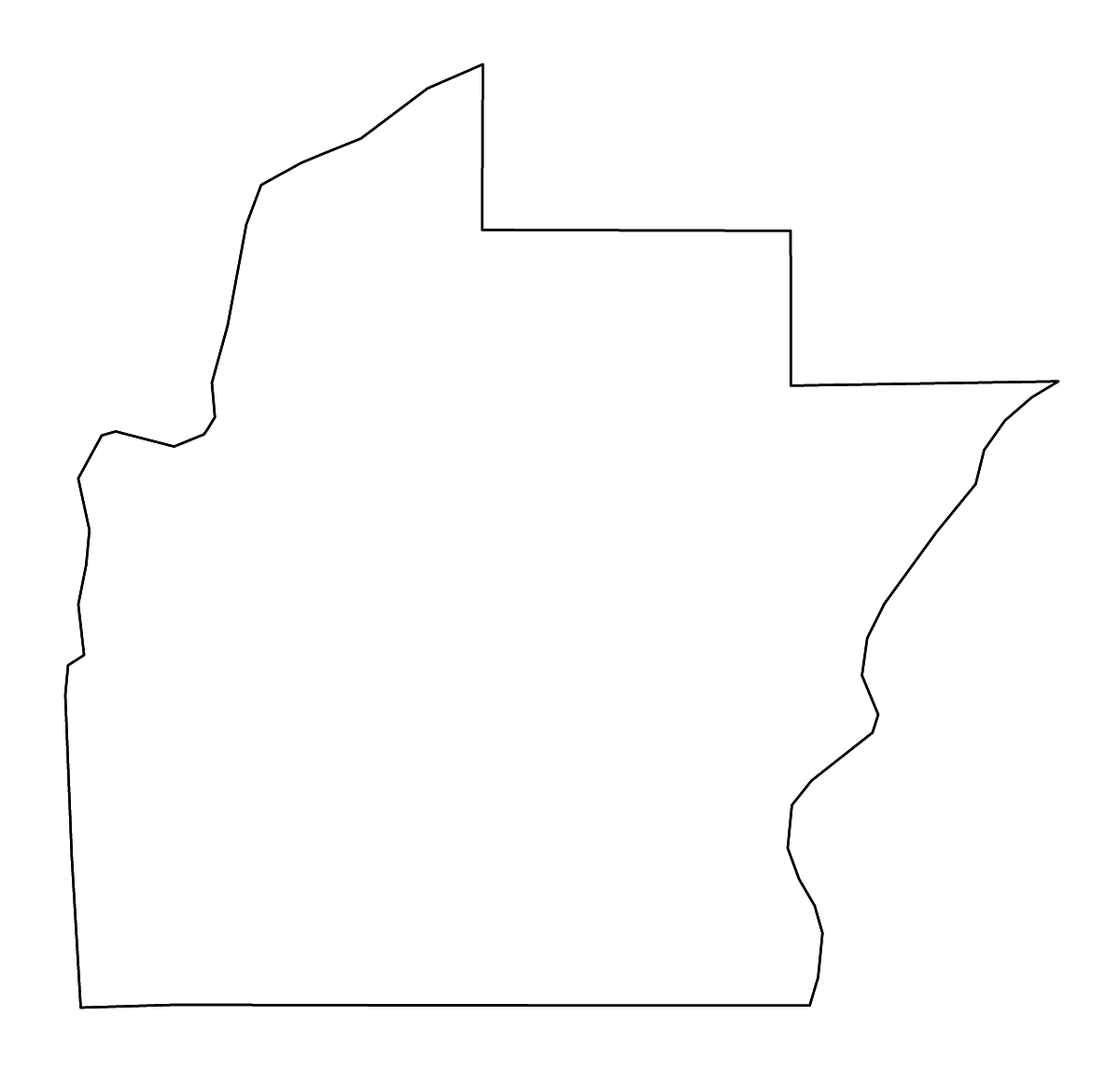 Mapa de contorno de Hinds, Mississippi con ríos.