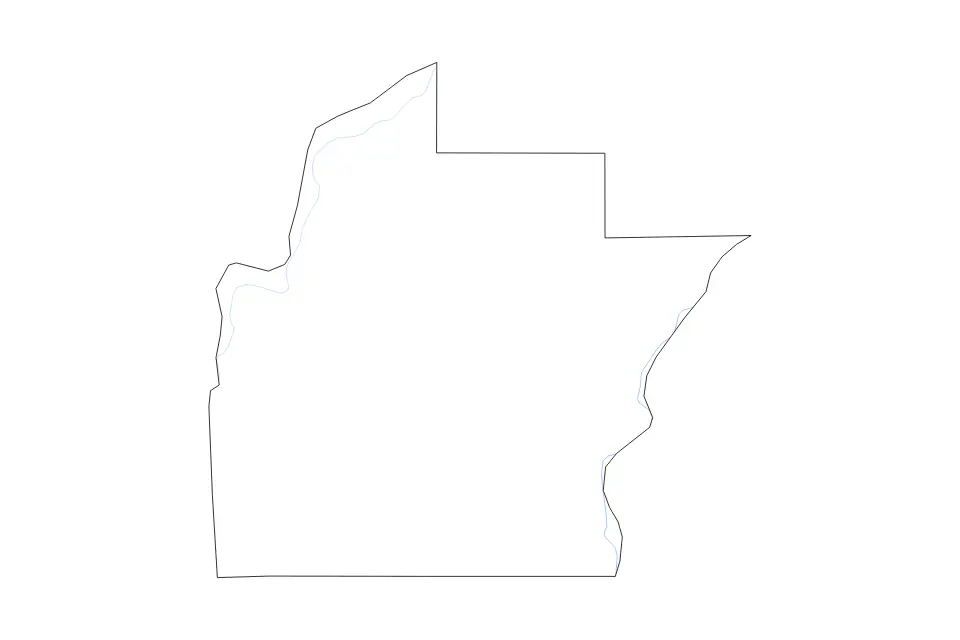 Carte de Hinds, Mississippi de type contour et rivières pour Amérique du Nord, montrant contour et rivières avec des limites nettes.