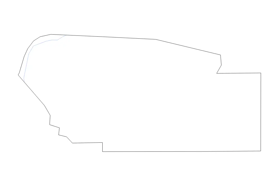 Outline map of Jefferson County, Mississippi with subdivision borders and rivers.