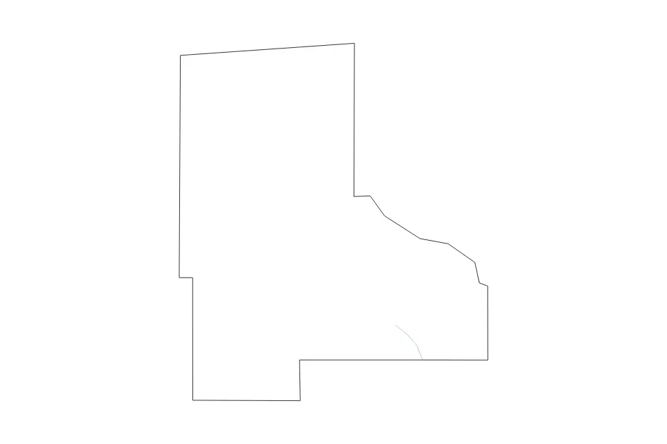 Outline map of Jefferson Davis County, Mississippi with subdivision borders and rivers.