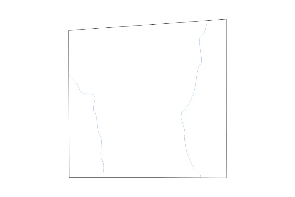 Outline map of Jones County, Mississippi with subdivision borders and rivers.