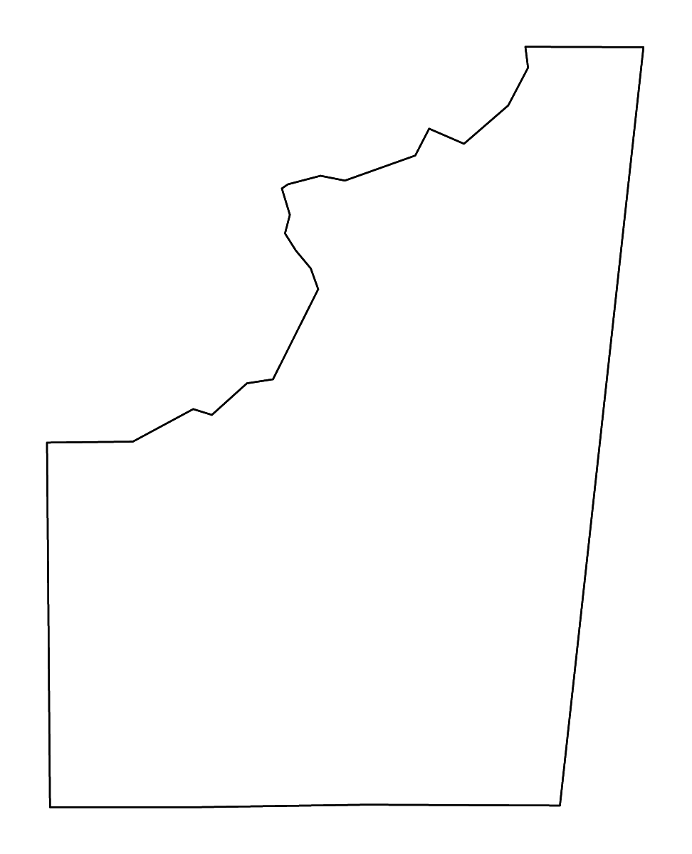 Outline map of Lowndes County, Mississippi with rivers.