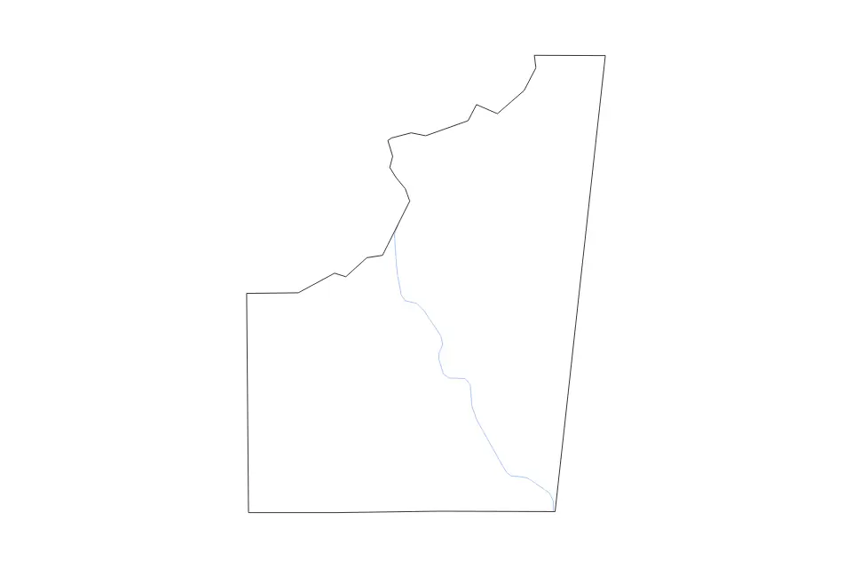 Carte de Lowndes, Mississippi de type contour et rivières pour Amérique du Nord, montrant contour et rivières avec des limites nettes.