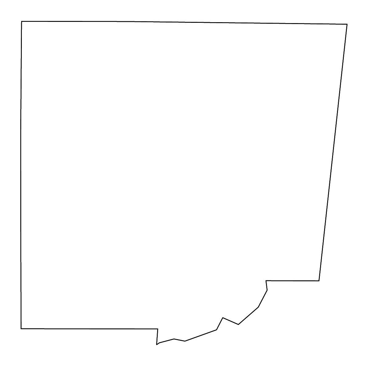 Mapa de contorno de Monroe, Mississippi con ríos.