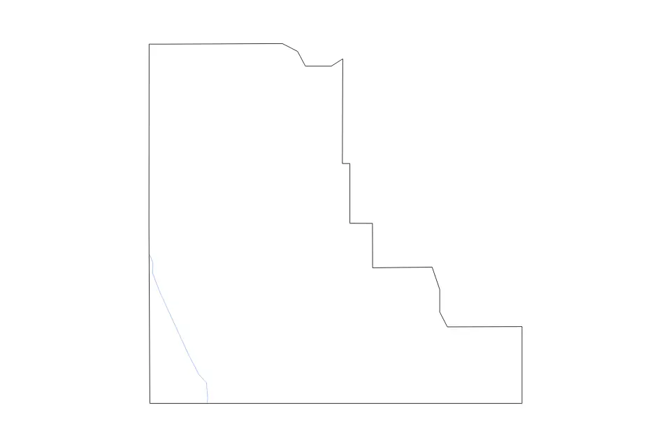 Outline map of Walthall County, Mississippi with subdivision borders and rivers.
