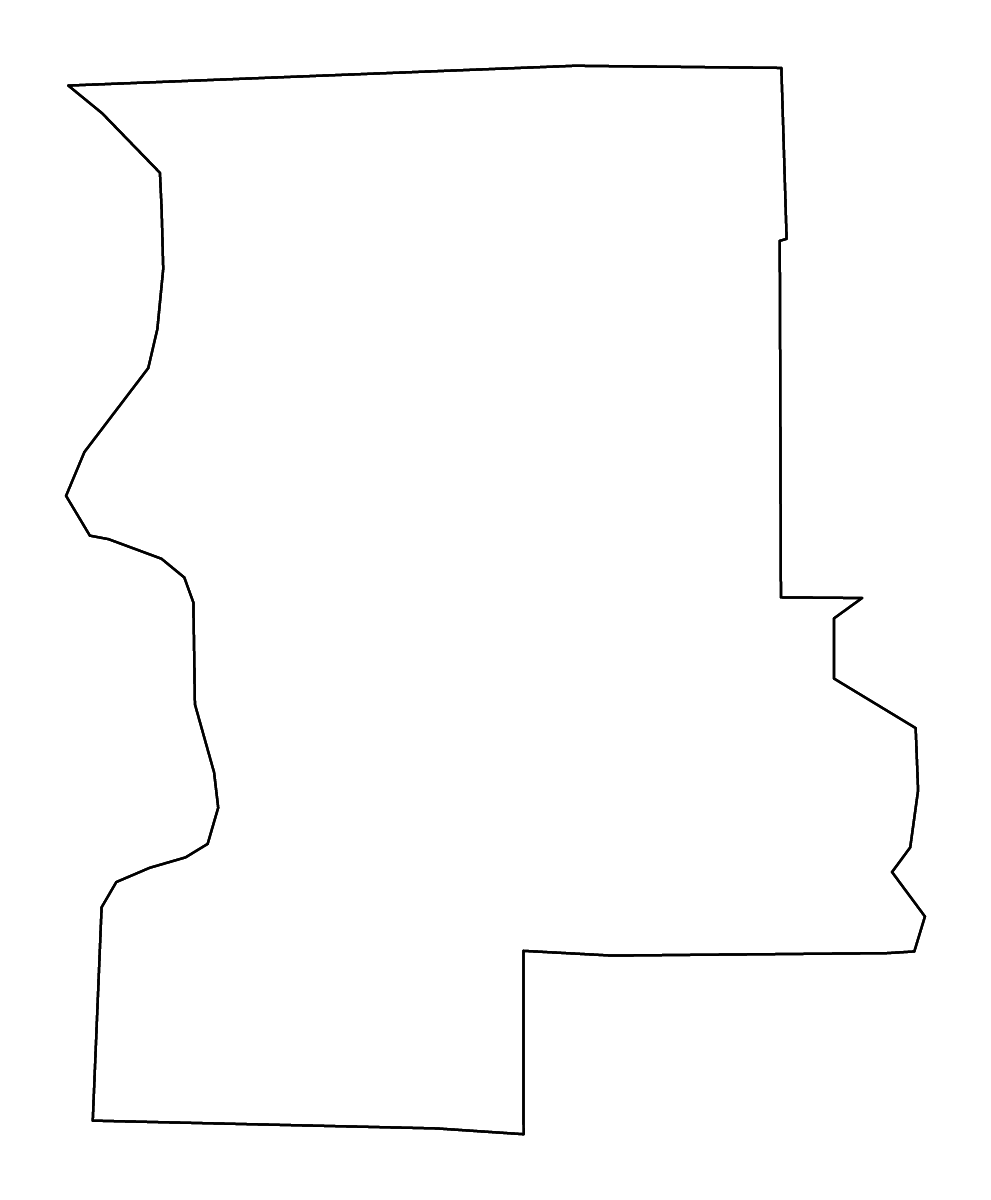 Mapa de contorno de Washington, Mississippi con ríos.