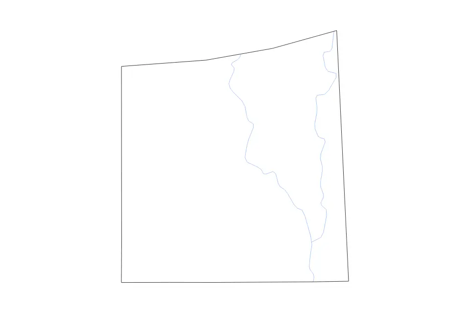 Carte de Wayne, Mississippi de type contour et rivières pour Amérique du Nord, montrant contour et rivières avec des limites nettes.