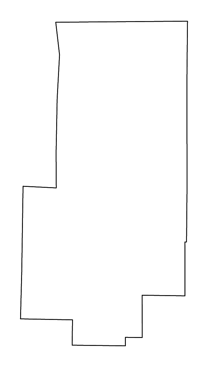 Carte de contour de Bollinger, Missouri avec rivières.