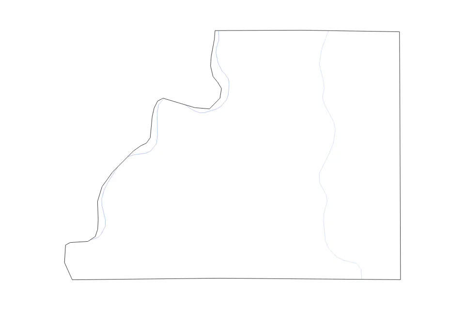 Mapa de Buchanan, Missouri de tipo contorno y ríos para América del Norte, con contorno y ríos con límites limpios.