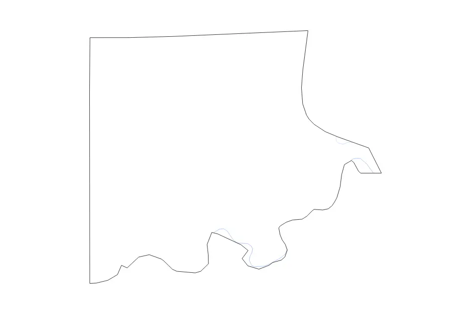 Outline map of Carroll County, Missouri with subdivision borders and rivers.
