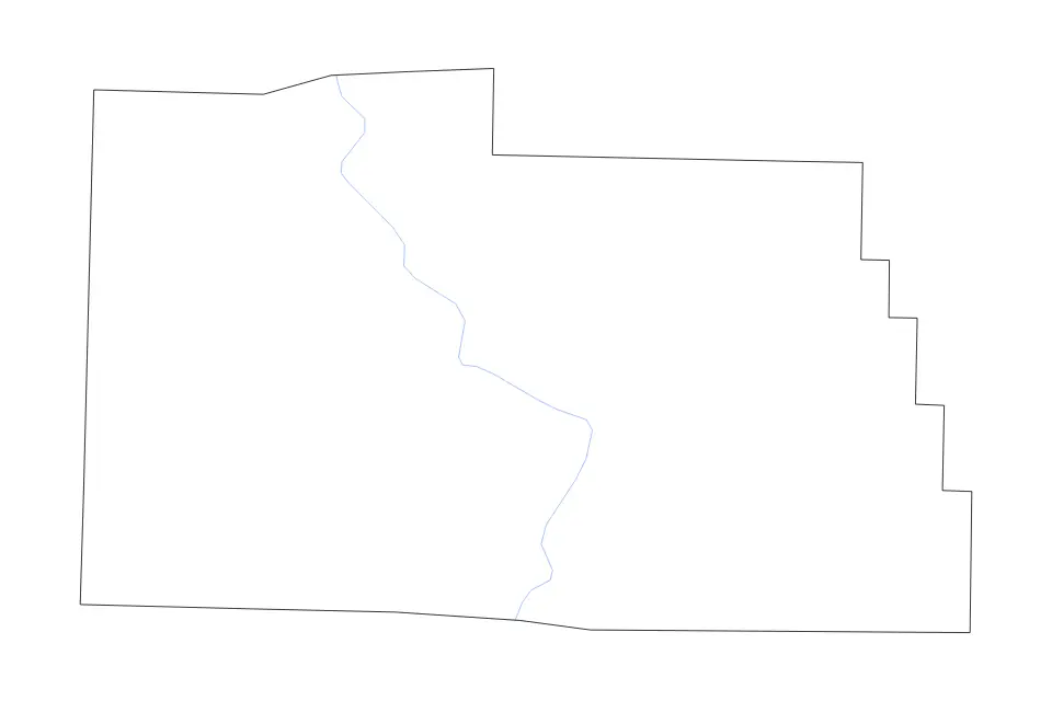 Outline map of Carter County, Missouri with subdivision borders and rivers.
