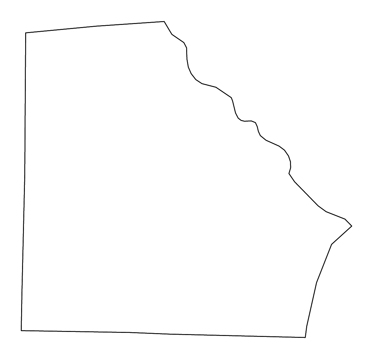 Mapa de contorno de Clark, Missouri con ríos.