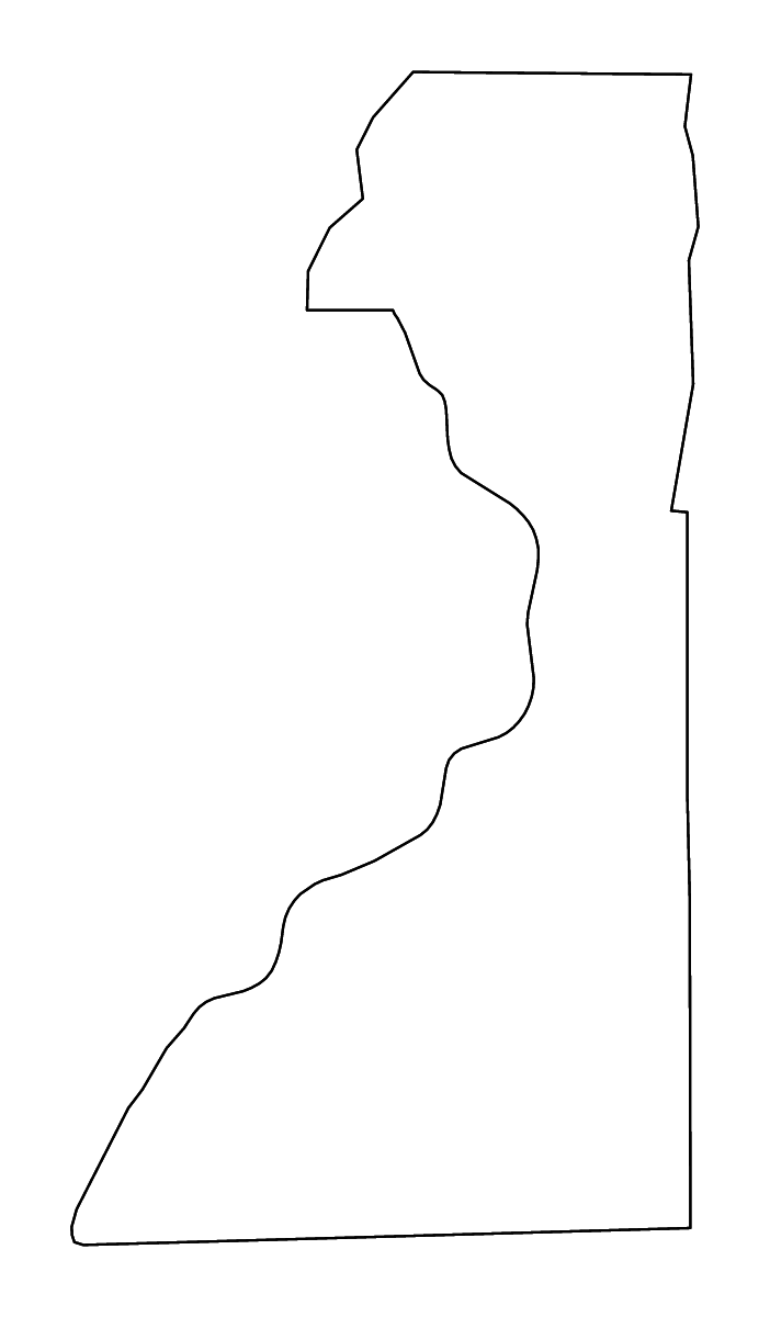 Mapa de contorno de Dunklin, Missouri con ríos.