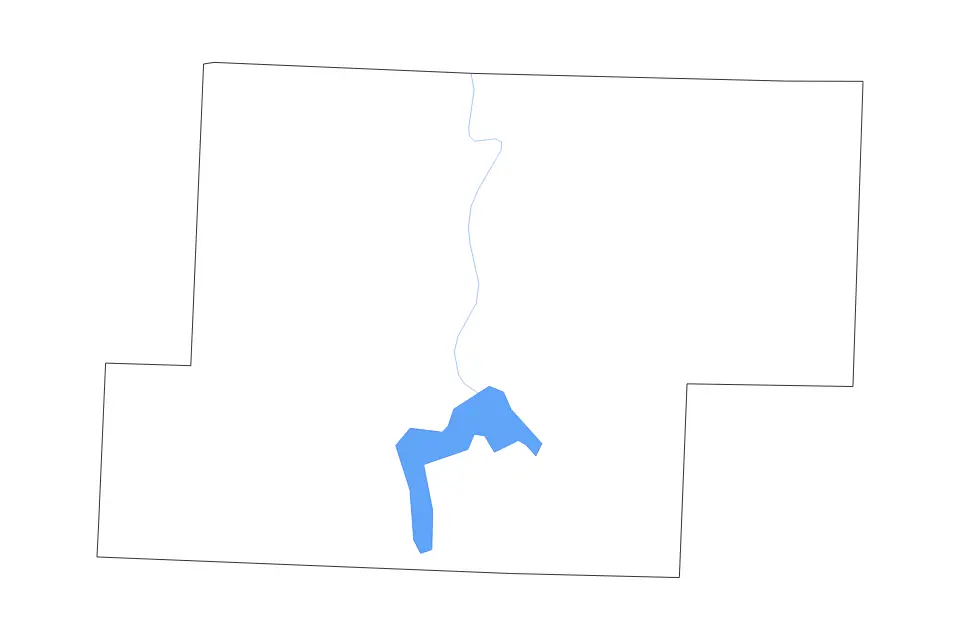 Mapa de Hickory, Missouri de tipo contorno, lagos y ríos para América del Norte, con contorno, lagos y ríos con elementos de agua como Pomme de Terre Lake.