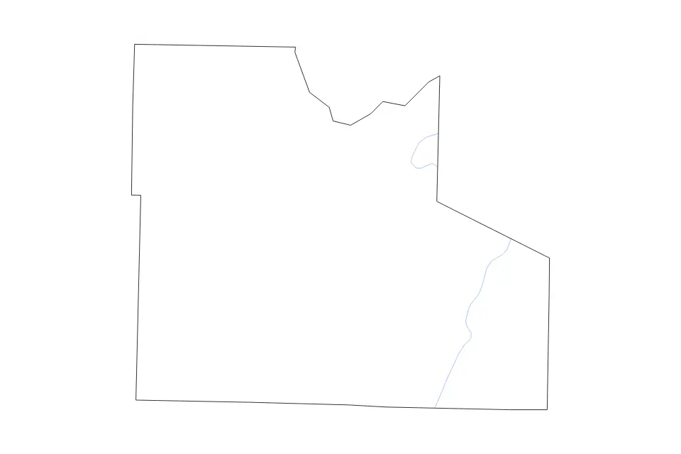 Outline map of Laclede County, Missouri with subdivision borders and rivers.