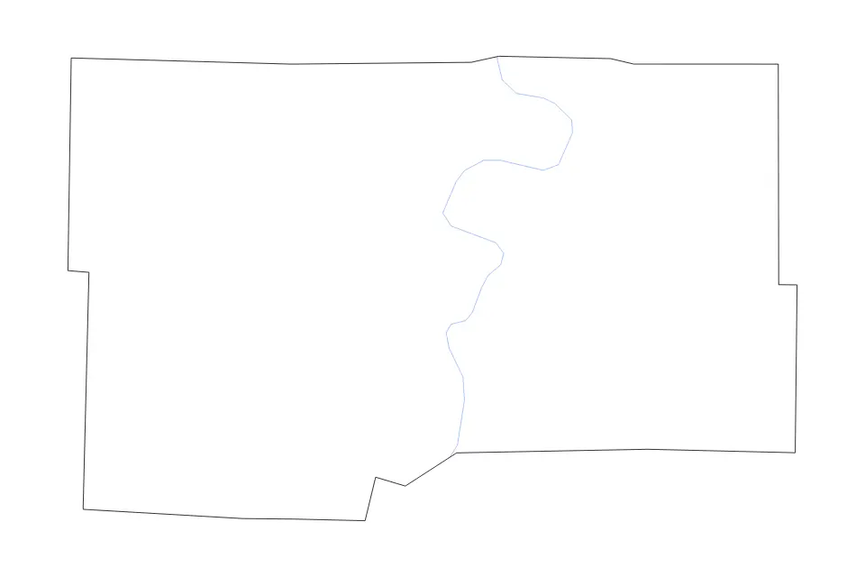 Outline map of Maries County, Missouri with subdivision borders and rivers.