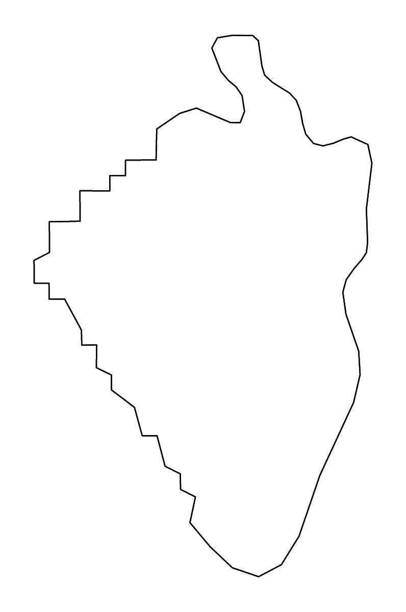 Mapa de contorno de Mississippi, Missouri con ríos.