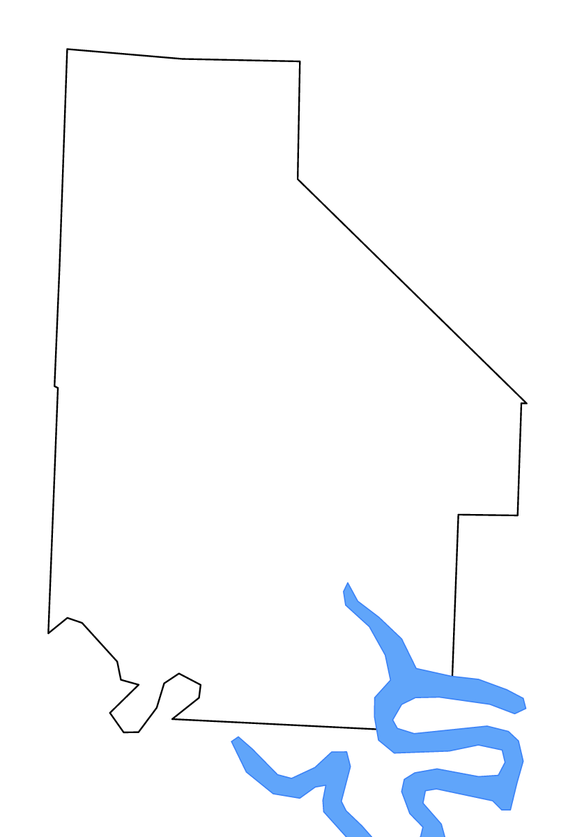 Mapa de contorno de Morgan, Missouri con lagos y ríos.