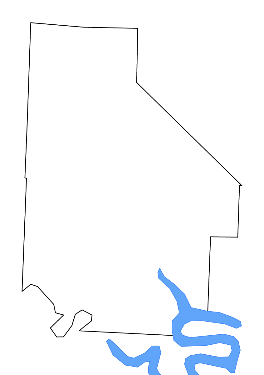 Mapa de contorno de Morgan, Missouri con lagos y ríos.