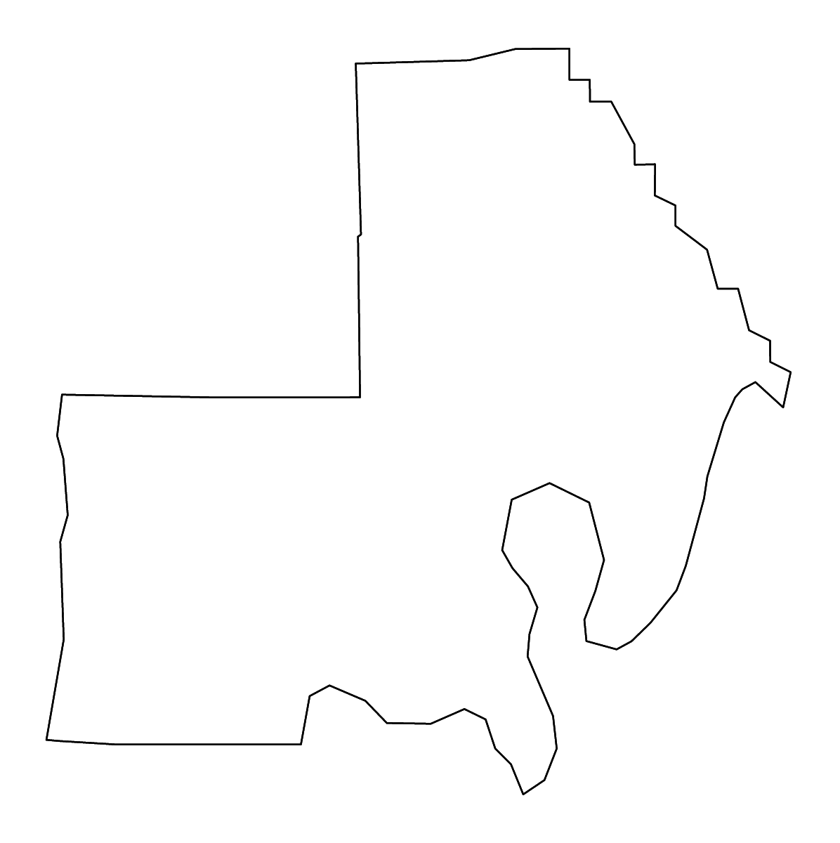 Mapa de contorno de New Madrid, Missouri con ríos.