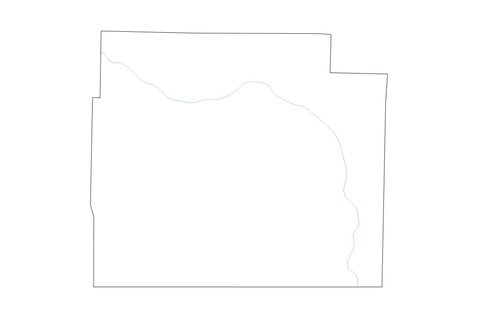 Mapa de Oregon, Missouri de tipo contorno y ríos para América del Norte, con contorno y ríos con límites limpios.