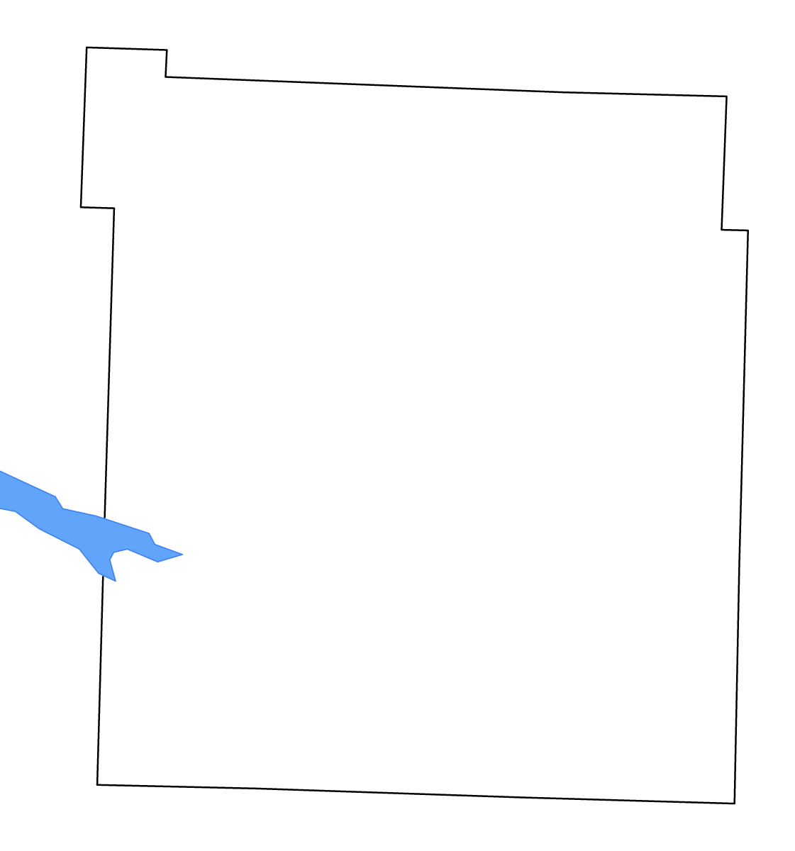 Mapa de contorno de Polk, Missouri con lagos.