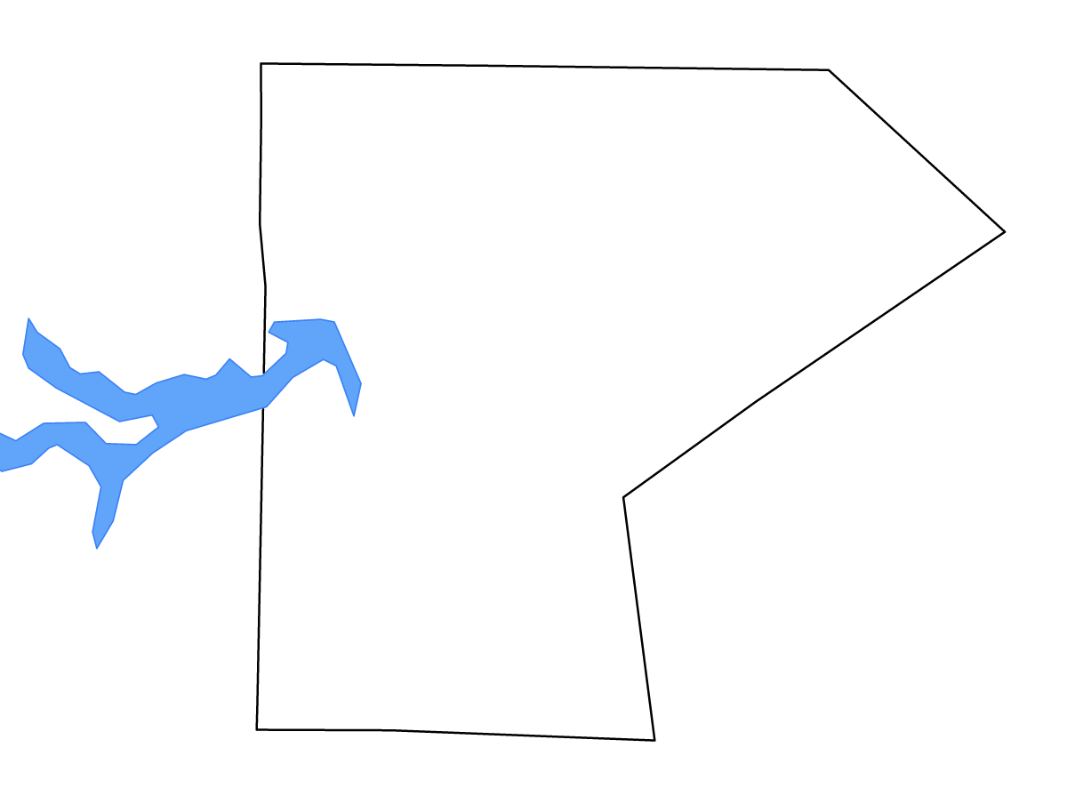 Mapa de contorno de Ralls, Missouri con lagos y ríos.