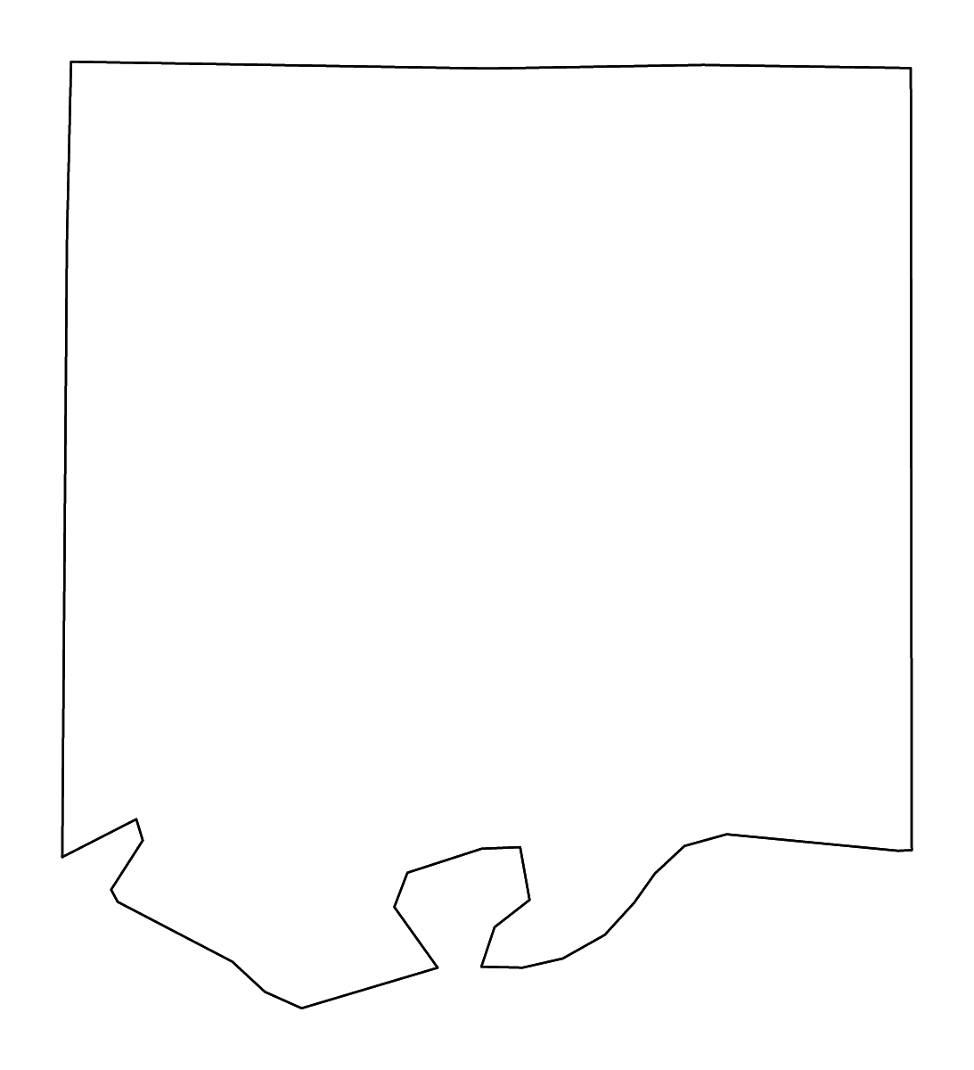 Carte de contour de Ray, Missouri avec rivières.