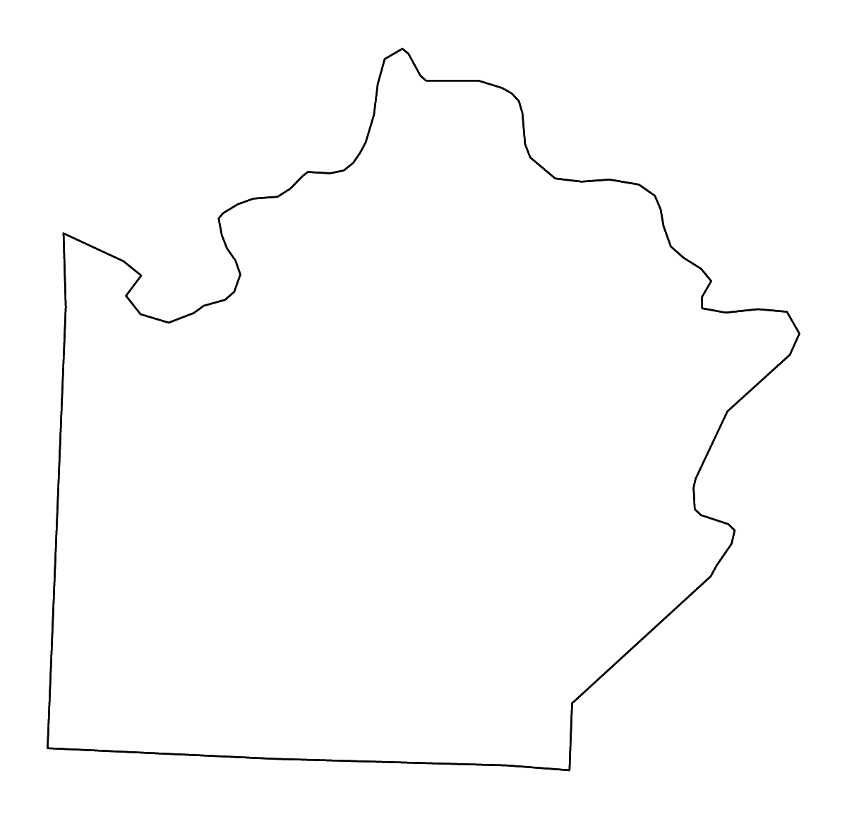 Mapa de contorno de Saline, Missouri con ríos.