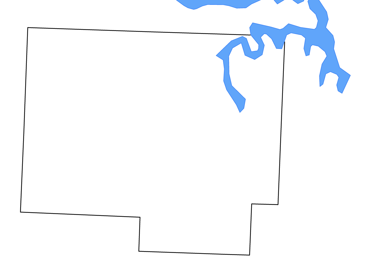 Mapa de contorno de St. Clair, Missouri con lagos y ríos.