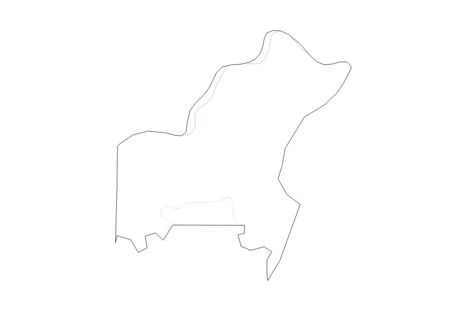 Outline map of St. Louis County, Missouri with subdivision borders and rivers.