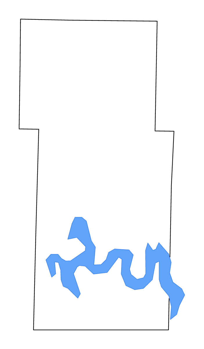 Mapa de contorno de Stone, Missouri con lagos y ríos.