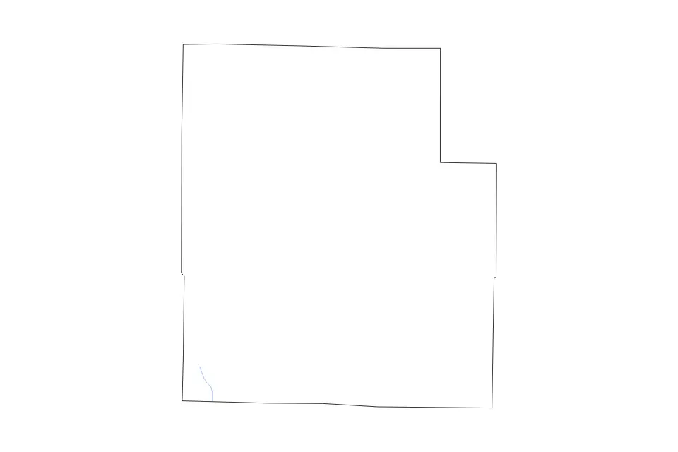 Outline map of Texas County, Missouri with subdivision borders and rivers.