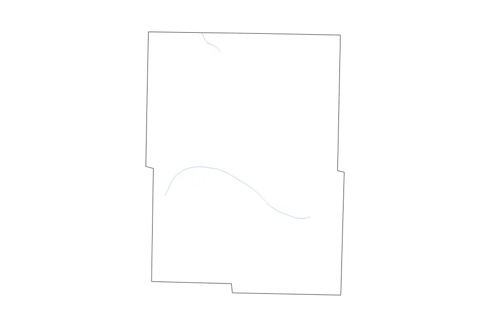 Outline map of Webster County, Missouri with subdivision borders and rivers.