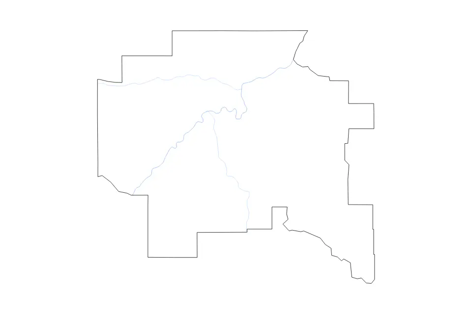 Mapa de Cascade, Montana de tipo contorno y ríos para América del Norte, con contorno y ríos con límites limpios.