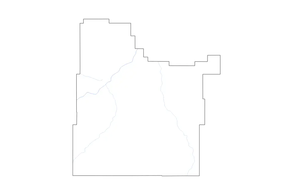 Carte de Custer, Montana de type contour et rivières pour Amérique du Nord, montrant contour et rivières avec des limites nettes.