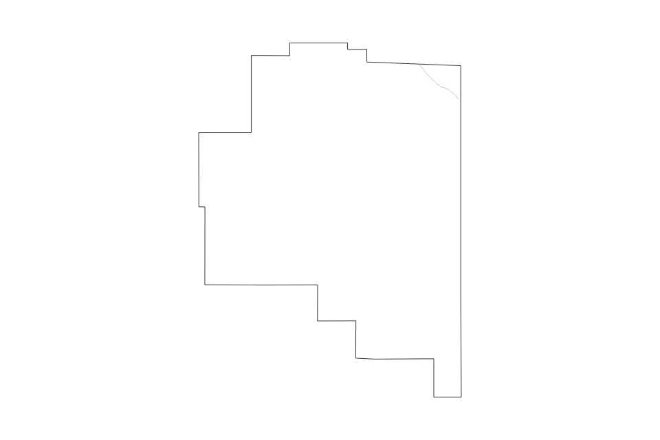 Outline map of Fallon County, Montana with subdivision borders and rivers.