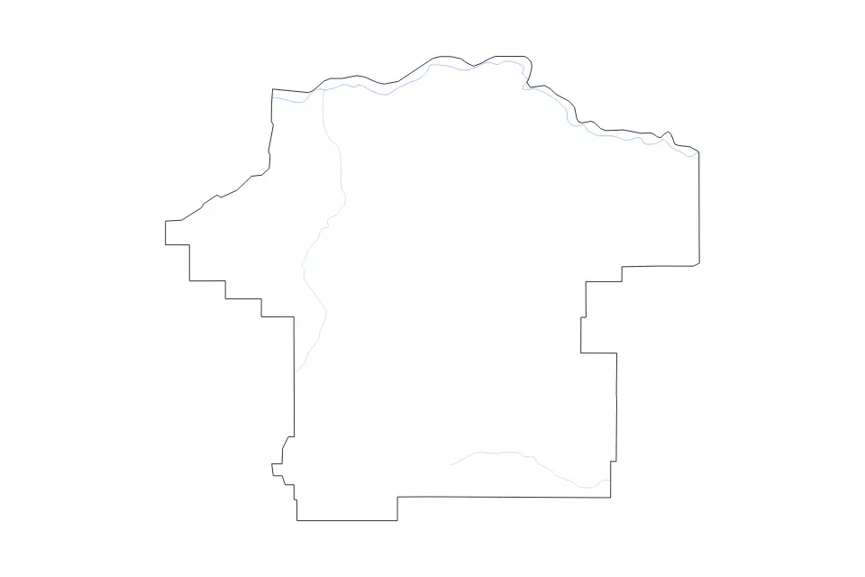 Mapa de Fergus, Montana de tipo contorno y ríos para América del Norte, con contorno y ríos con límites limpios.