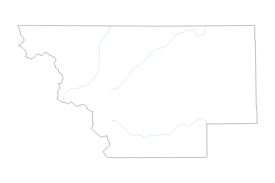 Mapa de Glacier, Montana de tipo contorno y ríos para América del Norte, con contorno y ríos con límites limpios.