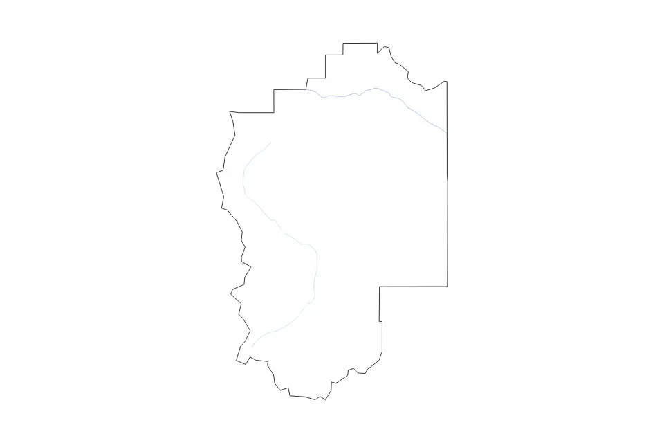 Outline map of Granite County, Montana with subdivision borders and rivers.