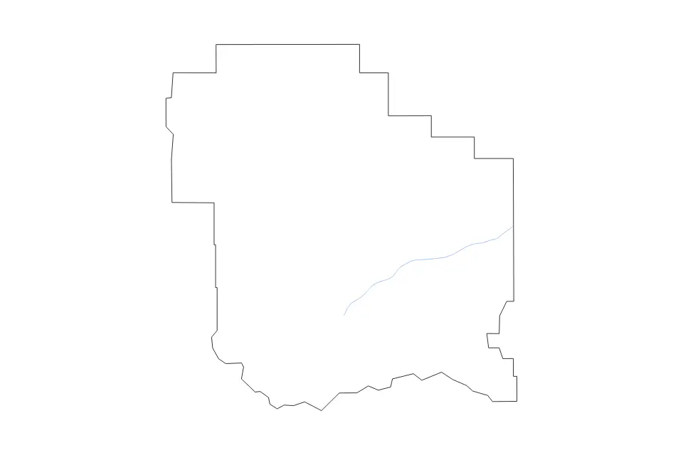 Outline map of Judith Basin County, Montana with subdivision borders and rivers.