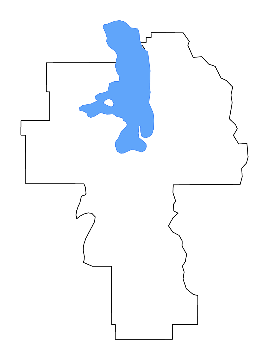 Carte de contour de Lake, Montana avec lacs et rivières.