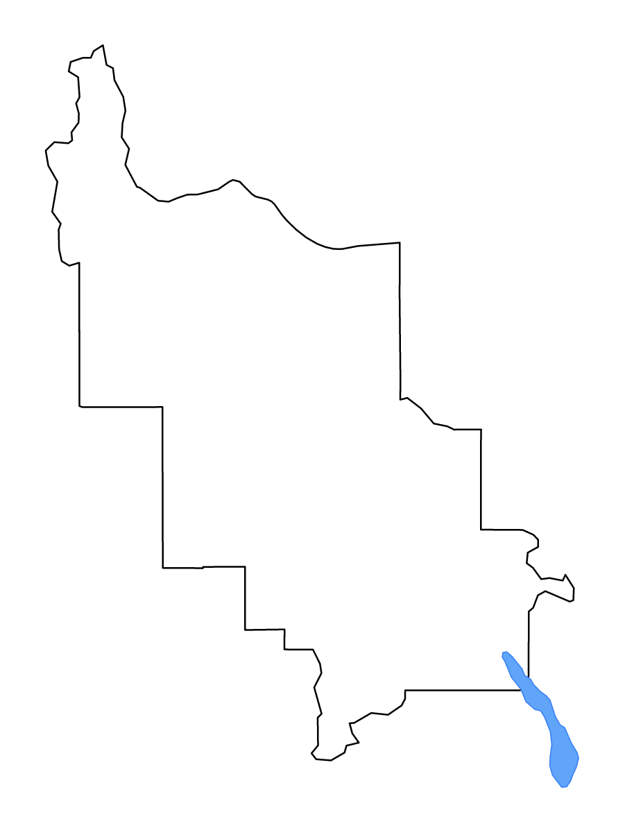 Mapa de contorno de Lewis and Clark, Montana con lagos y ríos.