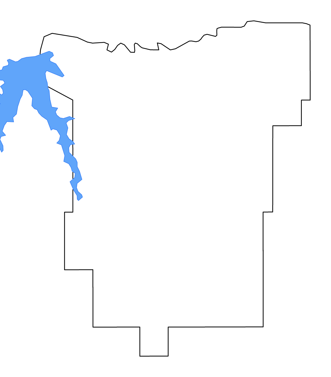Mapa de contorno de McCone, Montana con lagos y ríos.